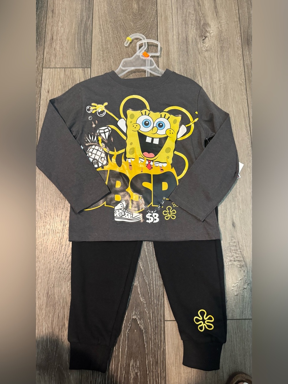 NWT SpongeBob Squarepants Gray and Yellow Kids Matching Set